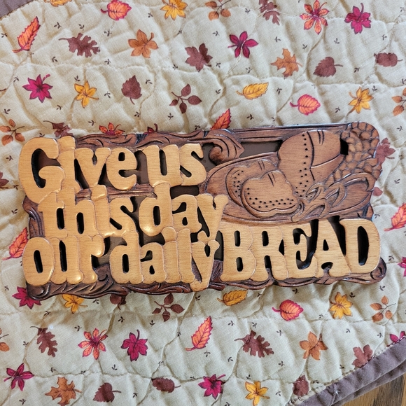 Wooden Daily Bread Mahogany Wall Art ~ Religious ~ Handmade ~ Thanksgiving Art - Picture 4 of 16